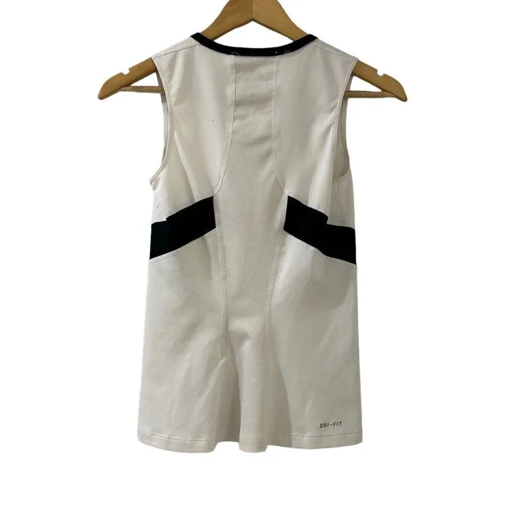 Nike Top Sleeveless Muscle Tank White Black Mesh Swoosh XS